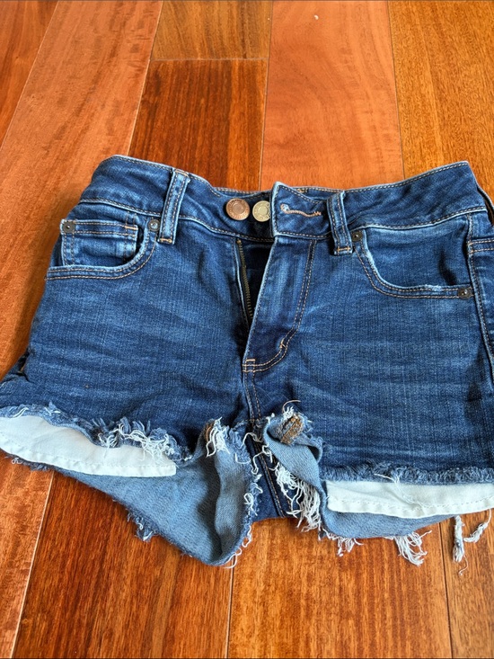 American Eagle Outfitters Pants - American Eagle Outfitters Dark Blue Frayed Hem Denim Shorts